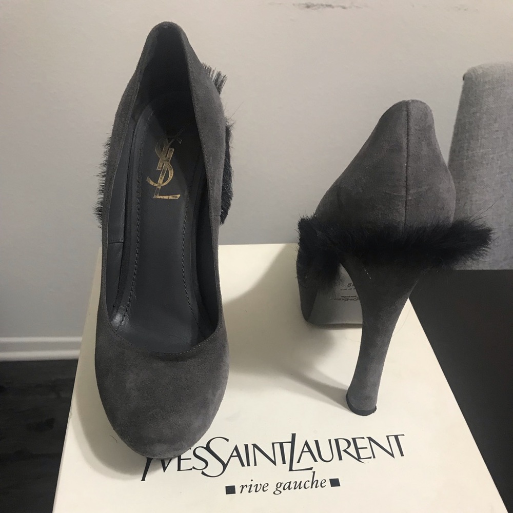 Limited Edition YSL Closed Toe Heels with Feathers